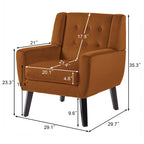 Fauteuil d'appoint capitonné en velours bleu, une place