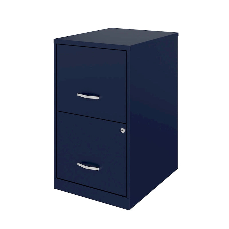 Meuble classeur en métal à 2 tiroirs bleu marine, format Lettre, utilisateur unique