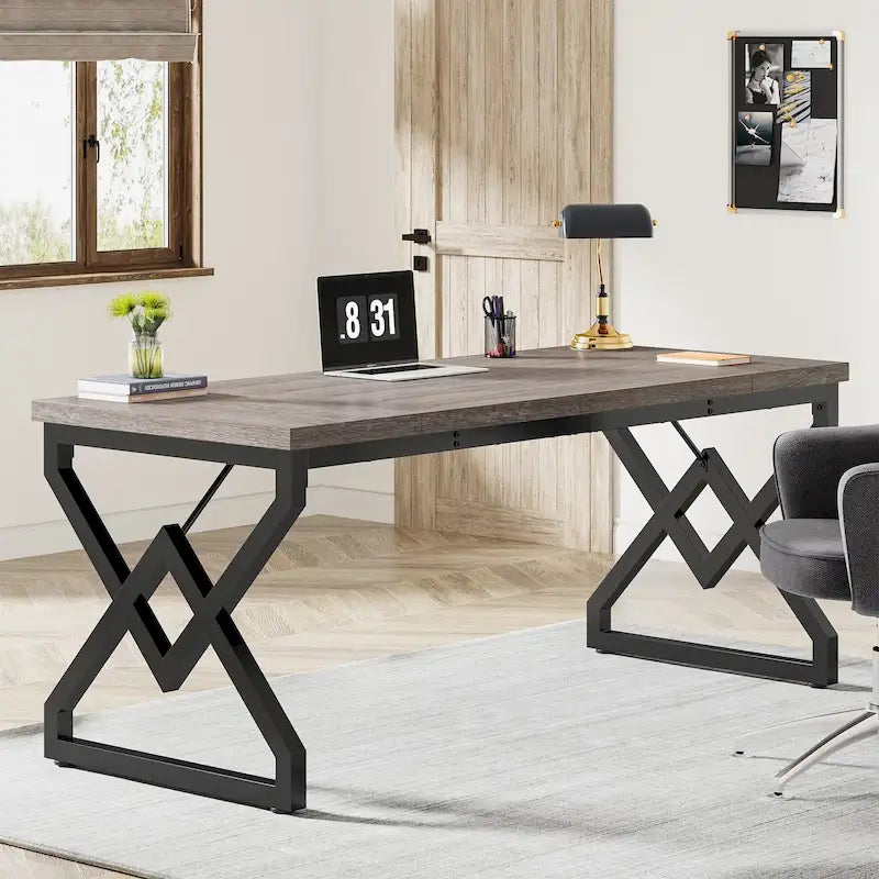 Bureau de direction gris/brun, individuel, 160 cm