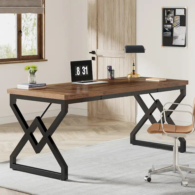Bureau de direction gris/brun, individuel, 160 cm