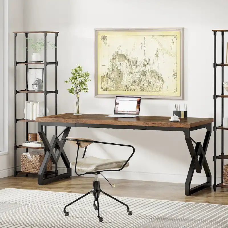 Bureau de direction gris/brun, individuel, 160 cm