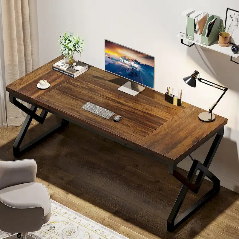 Bureau de direction gris/brun, individuel, 160 cm
