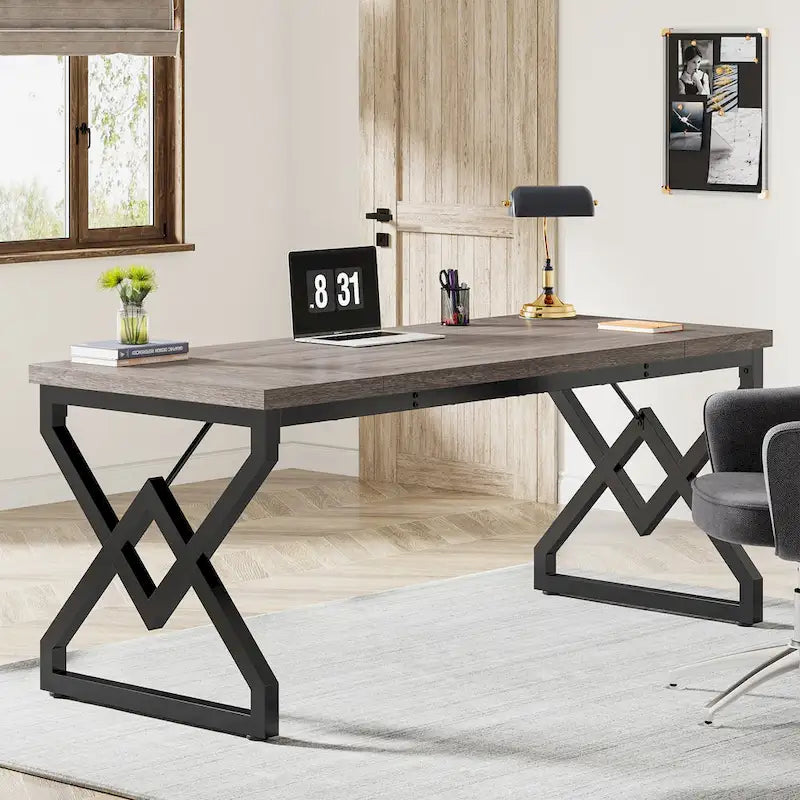 Bureau de direction gris/brun, individuel, 160 cm