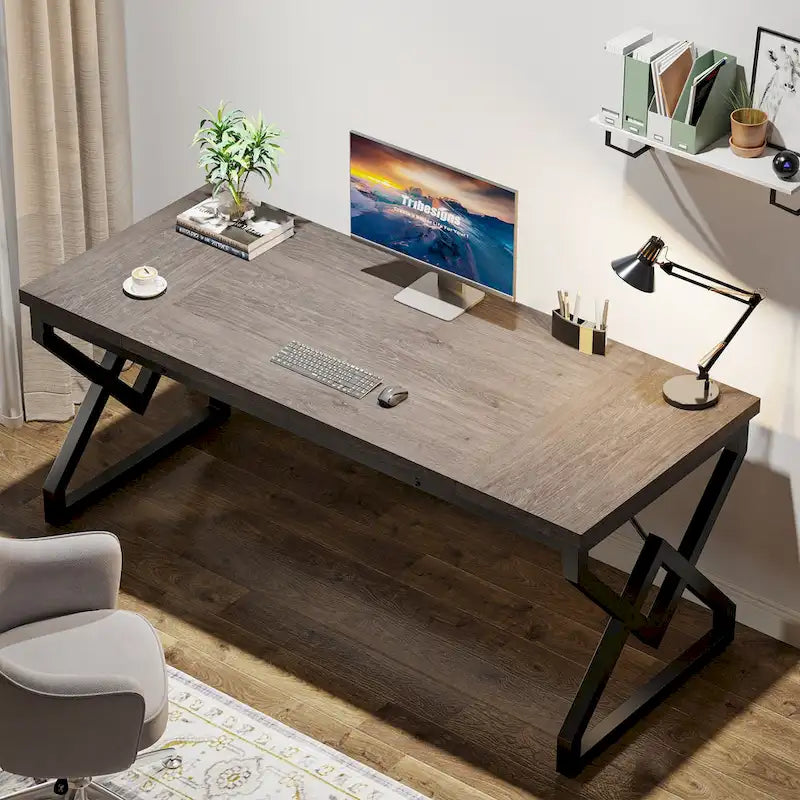Bureau de direction gris/brun, individuel, 160 cm