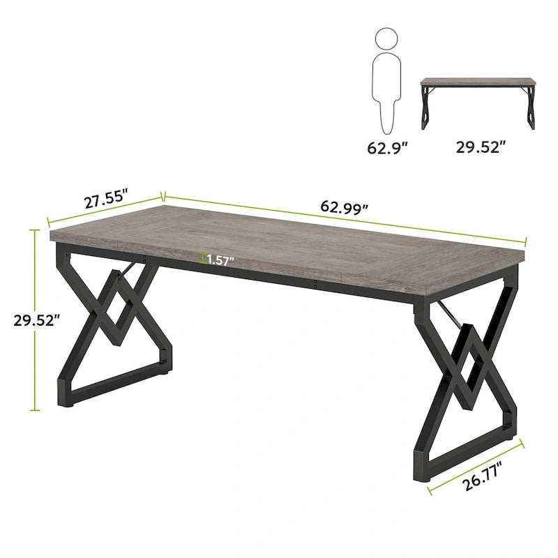 Bureau de direction gris/brun, individuel, 160 cm