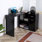 Bureau d'angle informatique en L/I noir/blanc avec rangement, poste de travail individuel