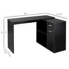 Bureau d'angle informatique en L/I noir/blanc avec rangement, poste de travail individuel
