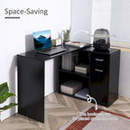 Bureau d'angle informatique en L/I noir/blanc avec rangement, poste de travail individuel