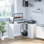 Bureau d'angle informatique en L/I noir/blanc avec rangement, poste de travail individuel