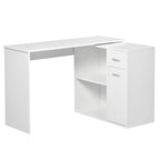 Bureau d'angle informatique en L/I noir/blanc avec rangement, poste de travail individuel