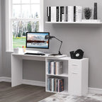 Bureau d'angle informatique en L/I noir/blanc avec rangement, poste de travail individuel