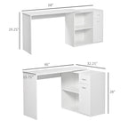 Bureau d'angle informatique en L/I noir/blanc avec rangement, poste de travail individuel
