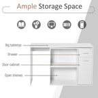 Bureau d'angle informatique en L/I noir/blanc avec rangement, poste de travail individuel