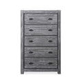 Commode en bois massif rustique à 5 tiroirs – Gris rustique / Blanc cassé / Noyer / Bois flotté / Noir campagnard