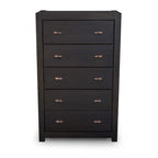 Commode en bois massif rustique à 5 tiroirs – Gris rustique / Blanc cassé / Noyer / Bois flotté / Noir campagnard