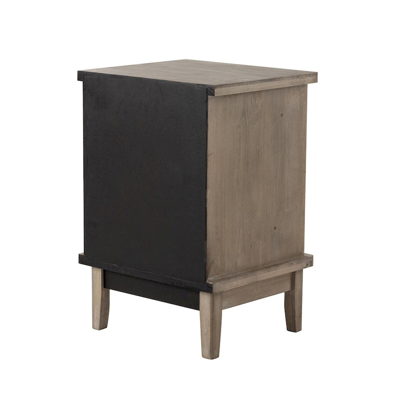 Table de chevet rustique Naturel/Gris/Noir avec tiroir et étagère ouverte, 1 personne