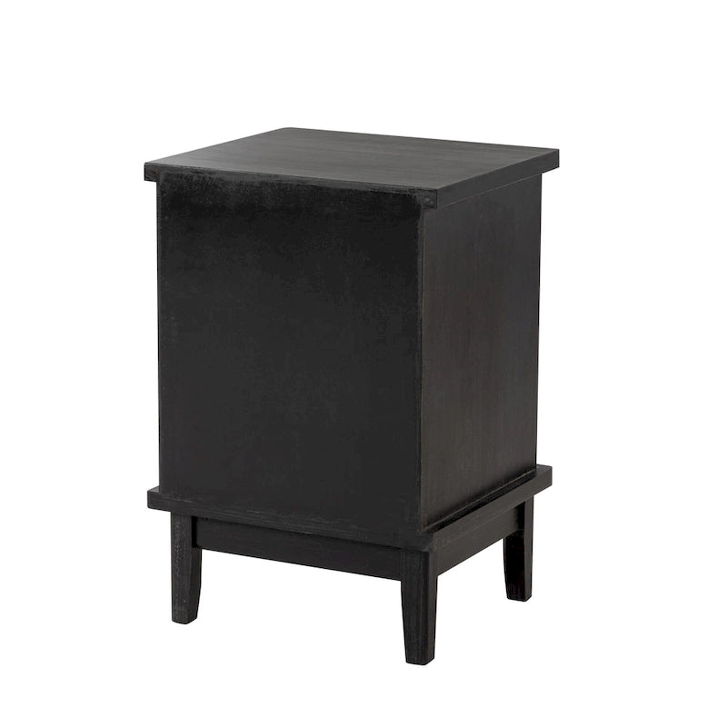 Table de chevet rustique Naturel/Gris/Noir avec tiroir et étagère ouverte, 1 personne