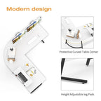 Bureau d'angle en L avec support pour écran, 1 personne, blanc/marron/noir