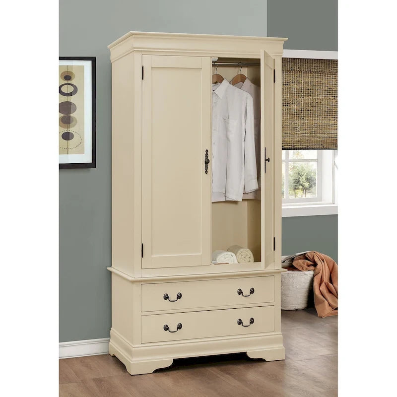 Armoire en bois de style classique – Blanc / Gris / Chêne / Beige / Cerisier / Expresso / Noir | 1 personne