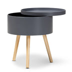 Table d'appoint moderne du milieu du siècle, blanche/grise, avec plateau amovible, simple