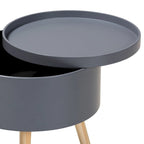 Table d'appoint moderne du milieu du siècle, blanche/grise, avec plateau amovible, simple