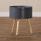 Table d'appoint moderne du milieu du siècle, blanche/grise, avec plateau amovible, simple