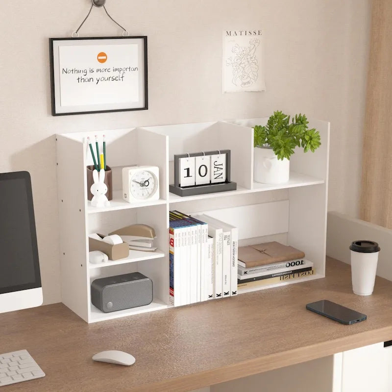 Étagère de rangement de bureau en MDF, noir/blanc/beige, pour une personne