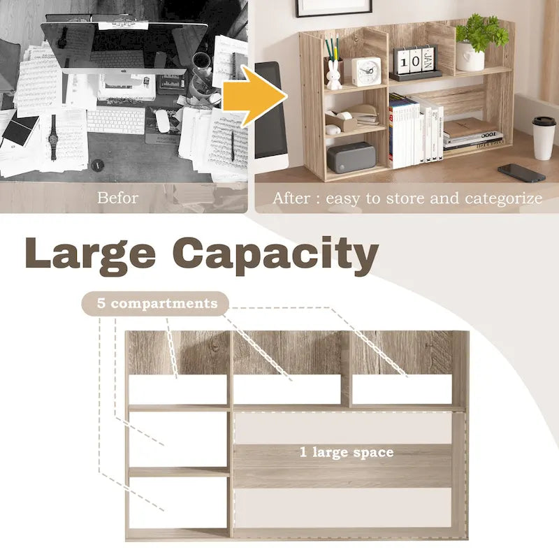 Étagère de rangement de bureau en MDF, noir/blanc/beige, pour une personne