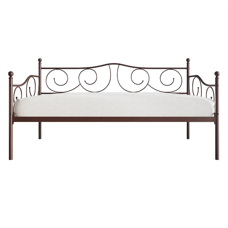 Lit de repos double en métal marron / blanc / noir, 1 personne