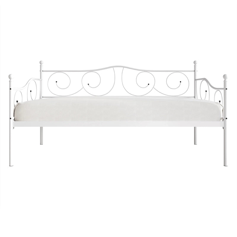 Lit de repos double en métal marron / blanc / noir, 1 personne