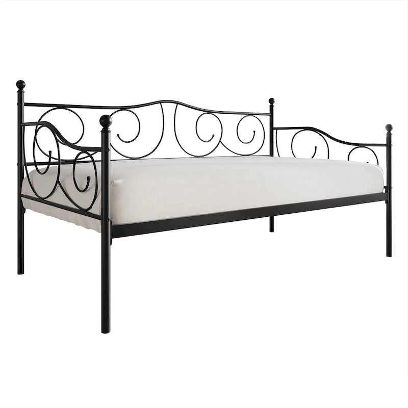 Lit de repos double en métal marron / blanc / noir, 1 personne