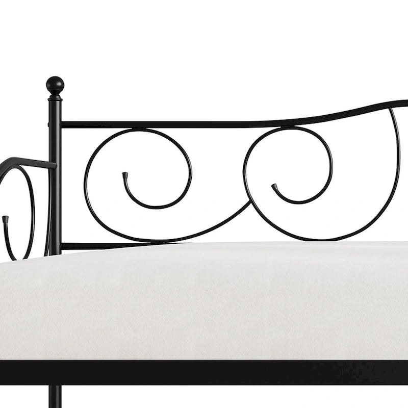 Lit de repos double en métal marron / blanc / noir, 1 personne