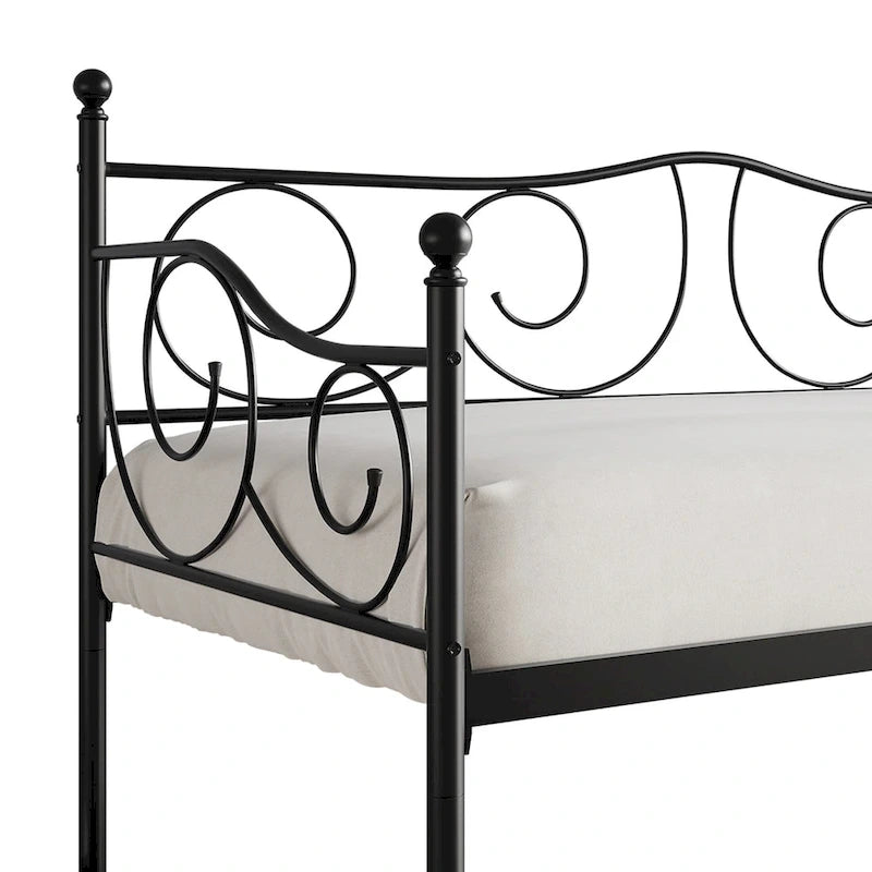 Lit de repos double en métal marron / blanc / noir, 1 personne