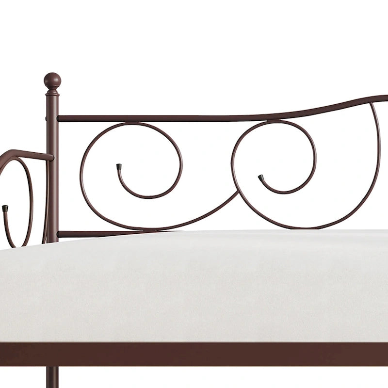 Lit de repos double en métal marron / blanc / noir, 1 personne