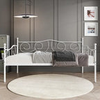 Lit de repos double en métal marron / blanc / noir, 1 personne