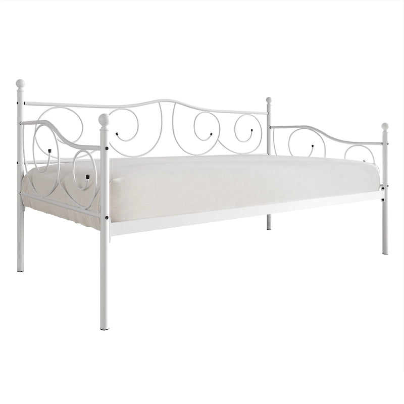 Lit de repos double en métal marron / blanc / noir, 1 personne