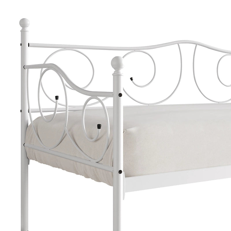 Lit de repos double en métal marron / blanc / noir, 1 personne