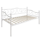 Lit de repos double en métal marron / blanc / noir, 1 personne
