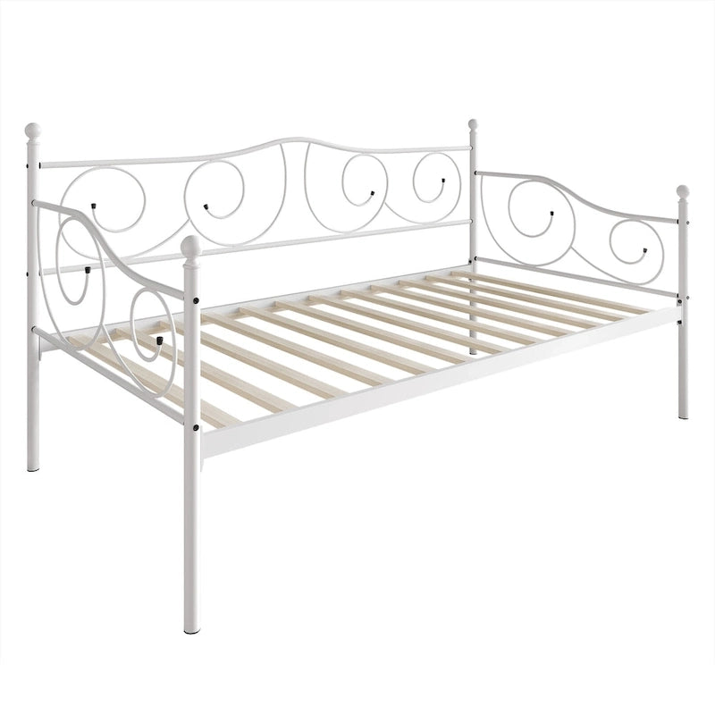 Lit de repos double en métal marron / blanc / noir, 1 personne