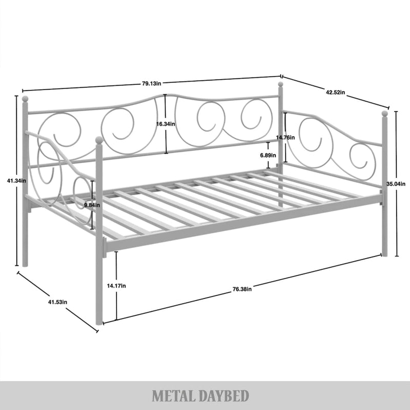 Lit de repos double en métal marron / blanc / noir, 1 personne