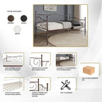 Lit de repos double en métal marron / blanc / noir, 1 personne