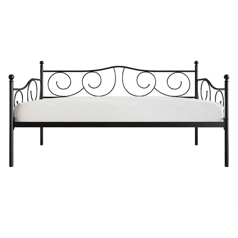 Lit de repos double en métal marron / blanc / noir, 1 personne
