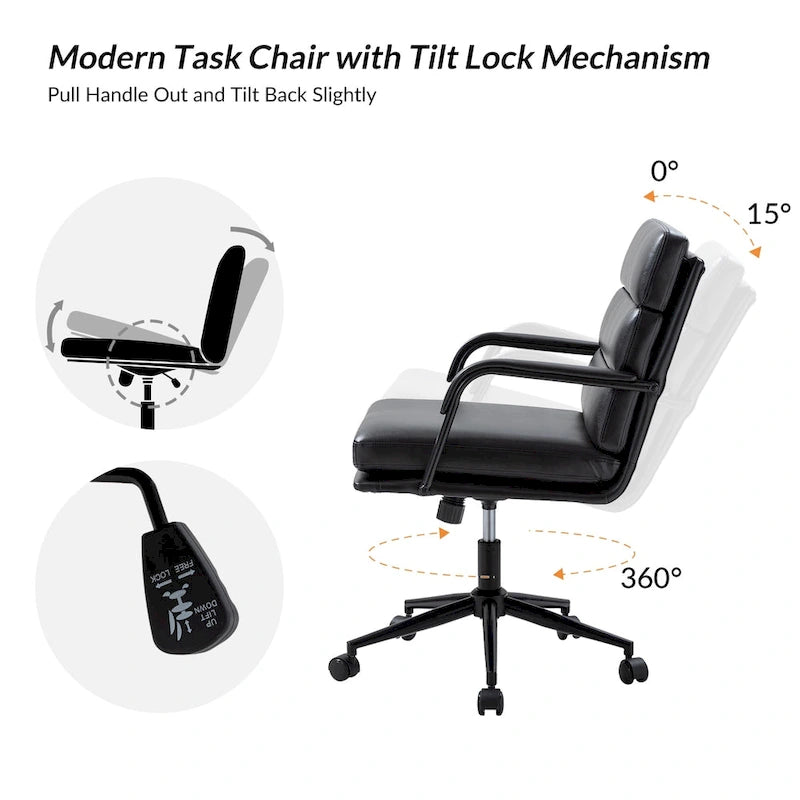 Chaise de bureau pivotante en similicuir avec inclinaison verrouillable, une place, multicolore