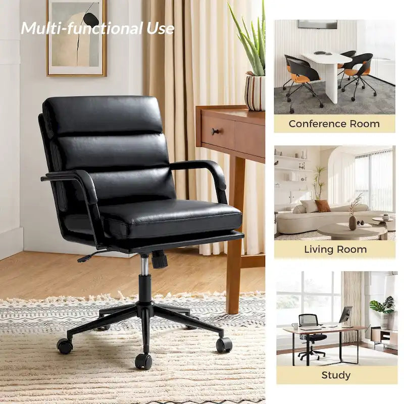 Chaise de bureau pivotante en similicuir avec inclinaison verrouillable, une place, multicolore
