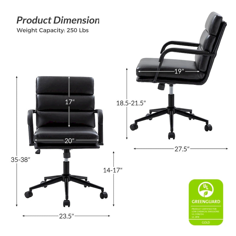Chaise de bureau pivotante en similicuir avec inclinaison verrouillable, une place, multicolore