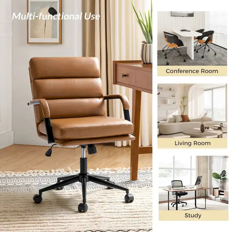 Chaise de bureau pivotante en similicuir avec inclinaison verrouillable, une place, multicolore