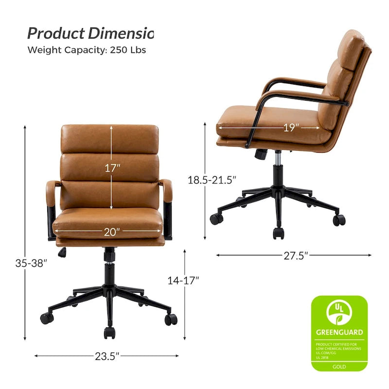 Chaise de bureau pivotante en similicuir avec inclinaison verrouillable, une place, multicolore