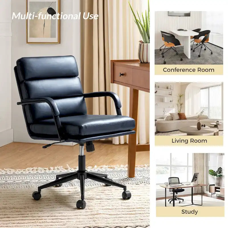 Chaise de bureau pivotante en similicuir avec inclinaison verrouillable, une place, multicolore
