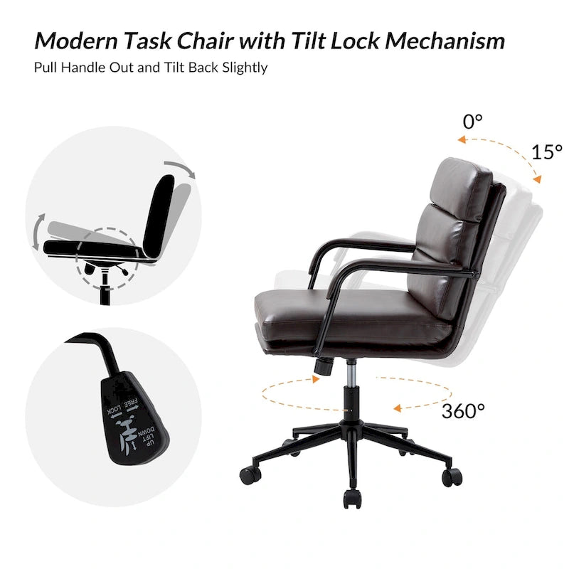 Chaise de bureau pivotante en similicuir avec inclinaison verrouillable, une place, multicolore