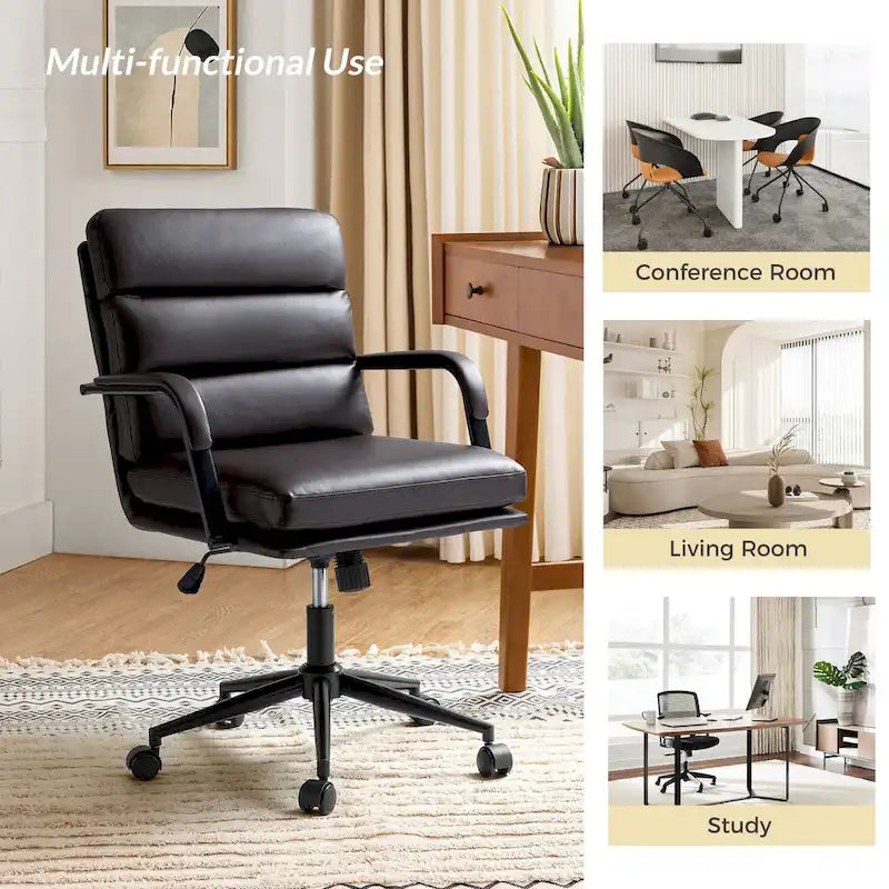 Chaise de bureau pivotante en similicuir avec inclinaison verrouillable, une place, multicolore